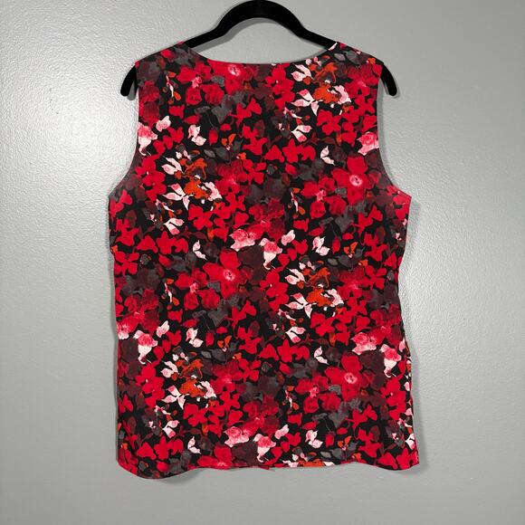 Ann Taylor LOFT Women's Red Floral Sleeveless Button Up Top - Size Small - Corp - Picture 7 of 7